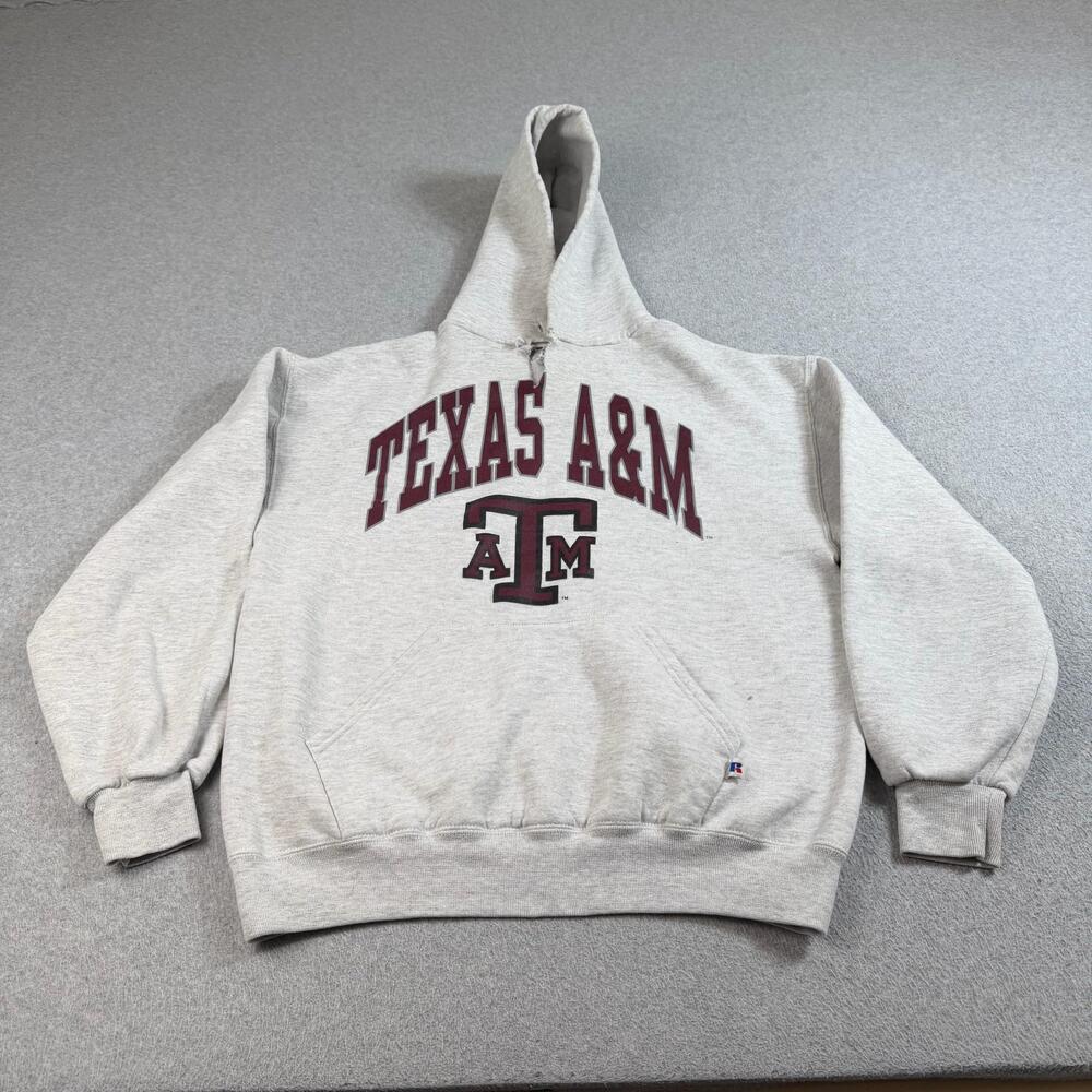 Vintage Texas A&M Aggies Russell Hoodie Sweatshirt Mens Large NCAA Football USA